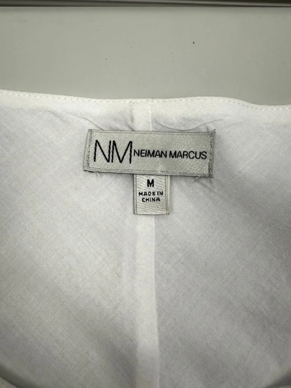 NM Neiman Marcus Women’s White Black Embroidered Asymmetrical Midi Dress M